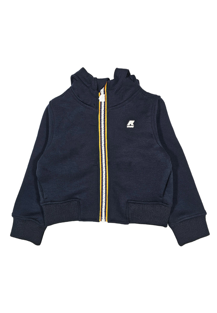 Felpa zip con cappuccio blu navy per bambino