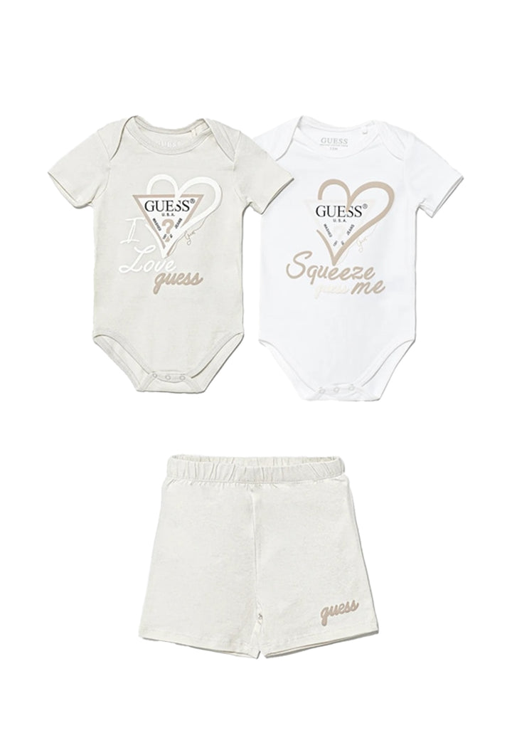 Set tutine + short bianco-beige per neonata