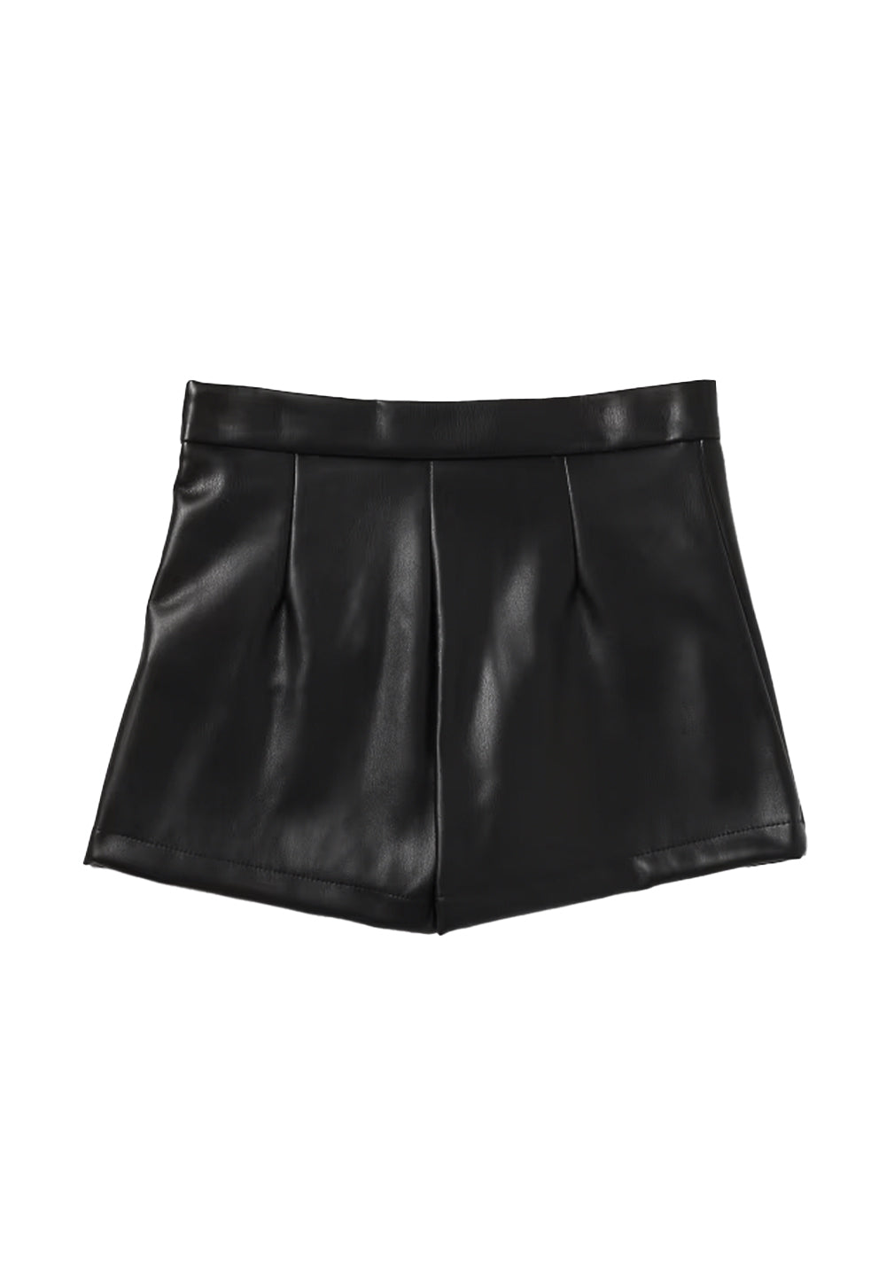 Black eco-leather shorts for girls