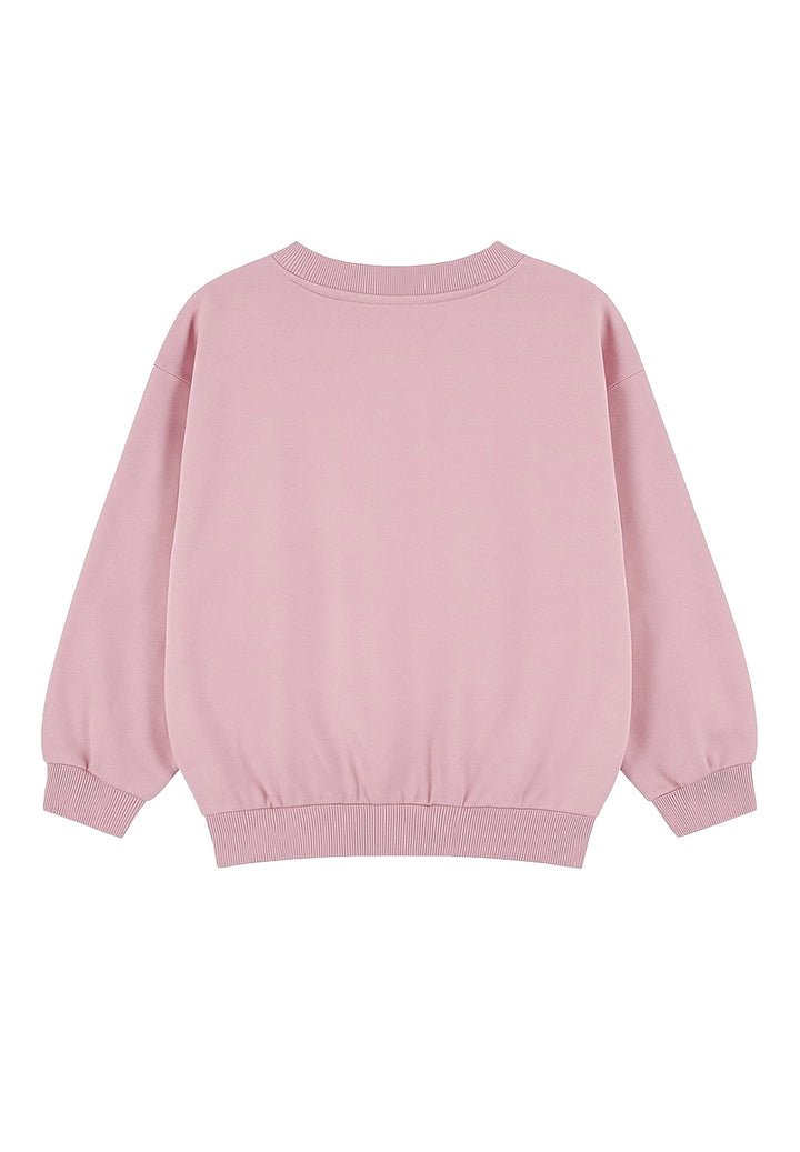 Felpa girocollo rosa per bambina