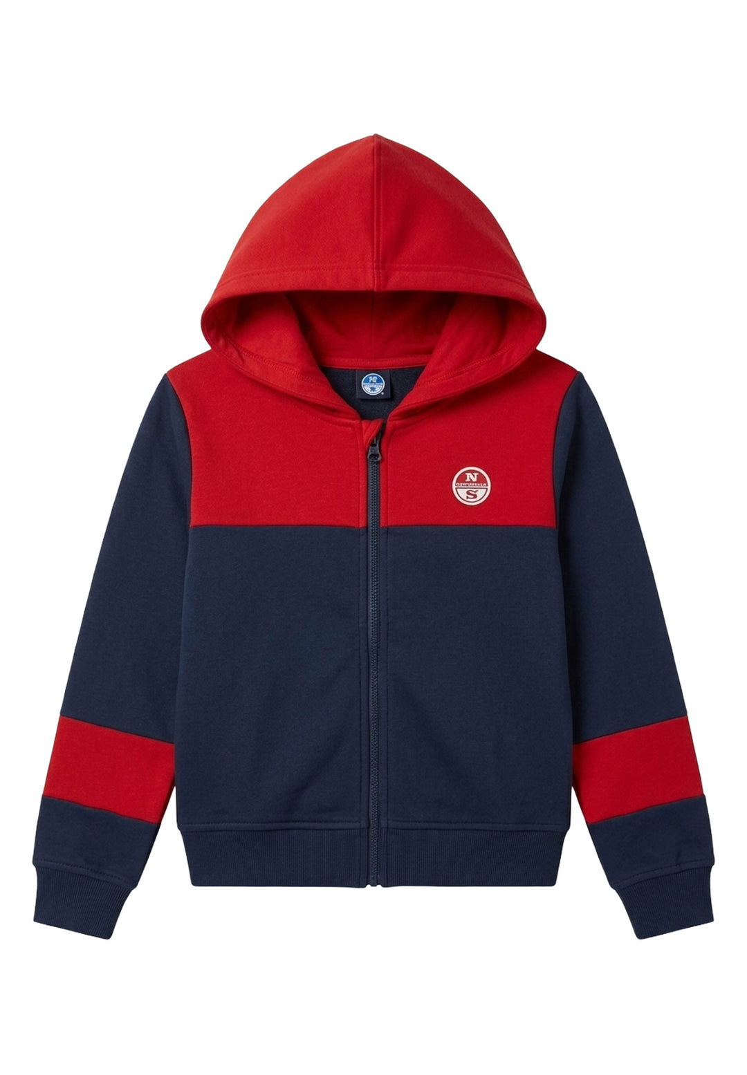 Felpa zip blu-rosso per neonato