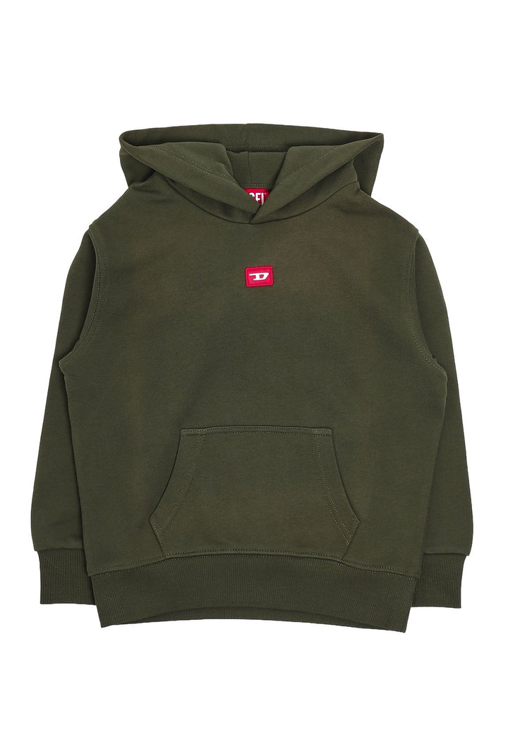 Felpa cappuccio verde per bambino