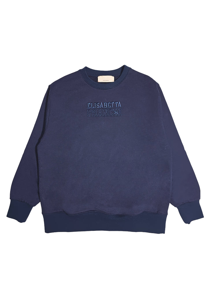 Felpa girocollo blu navy per bambina