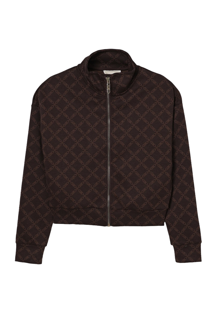 Felpa zip marrone per bambina