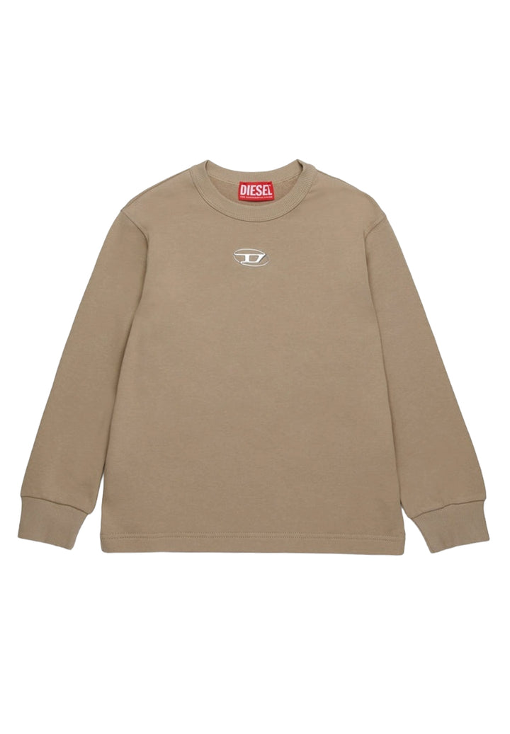 Felpa girocollo beige per bambino