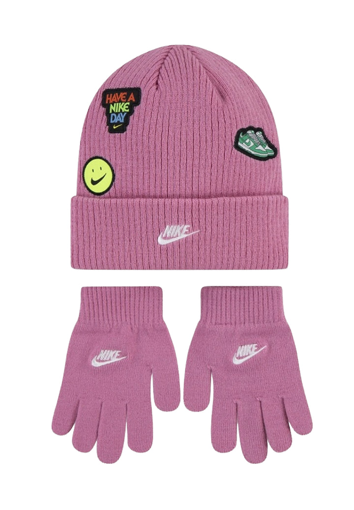 Set cappello + guanti rosa per bambina
