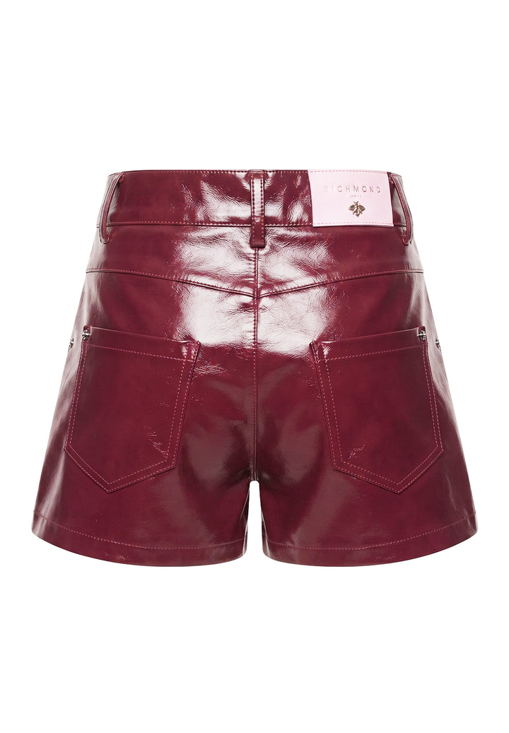 Short ecopelle bordeaux per bambina