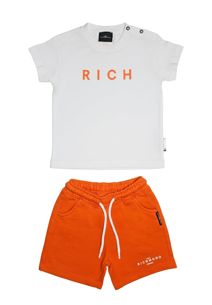 Completo bianco-arancione per neonato