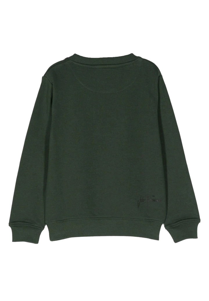 Felpa girocollo verde per bambino