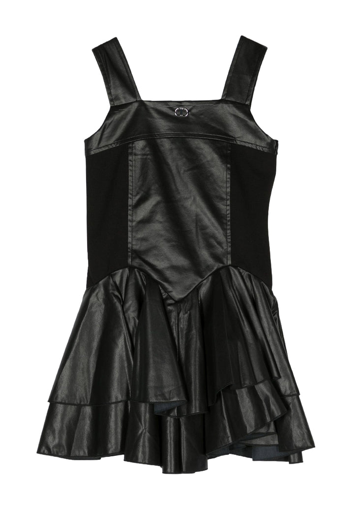 Vestito ecopelle nero per bambina