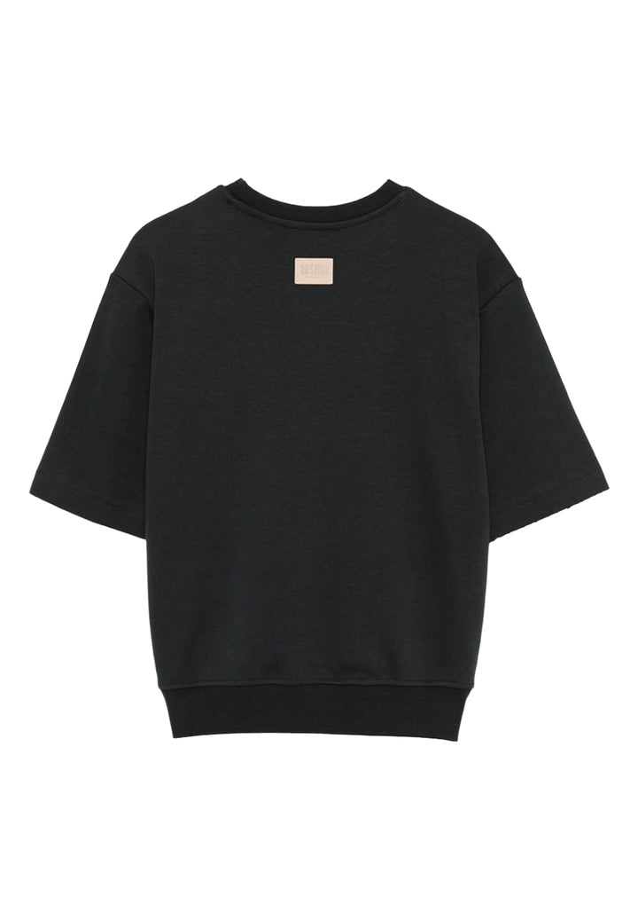 Felpa girocollo nera per bambina