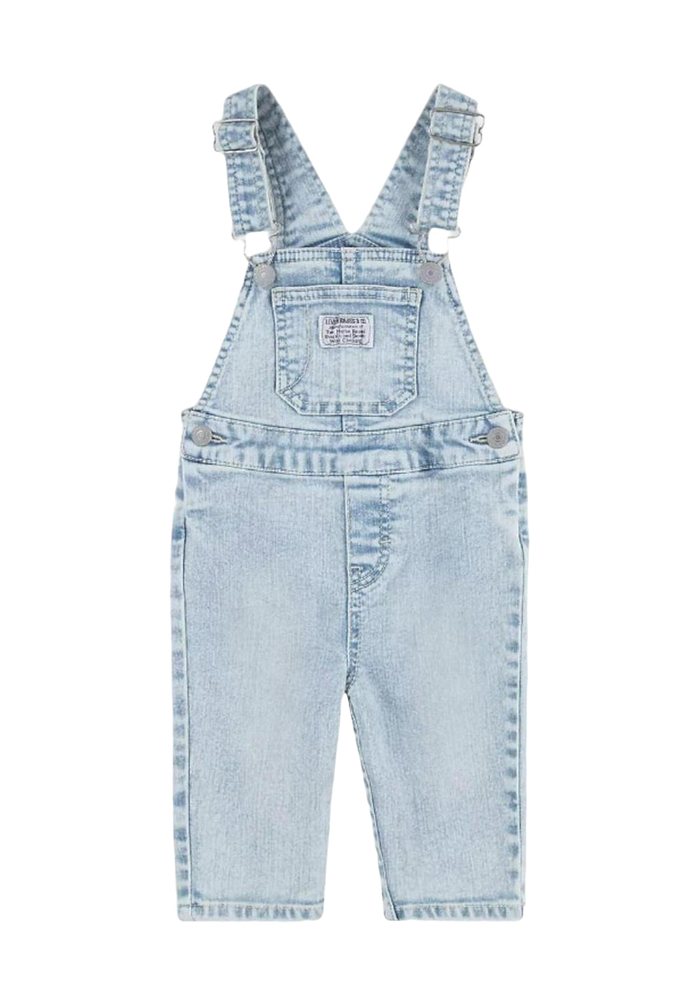 Salopette blu denim chiaro per neonato