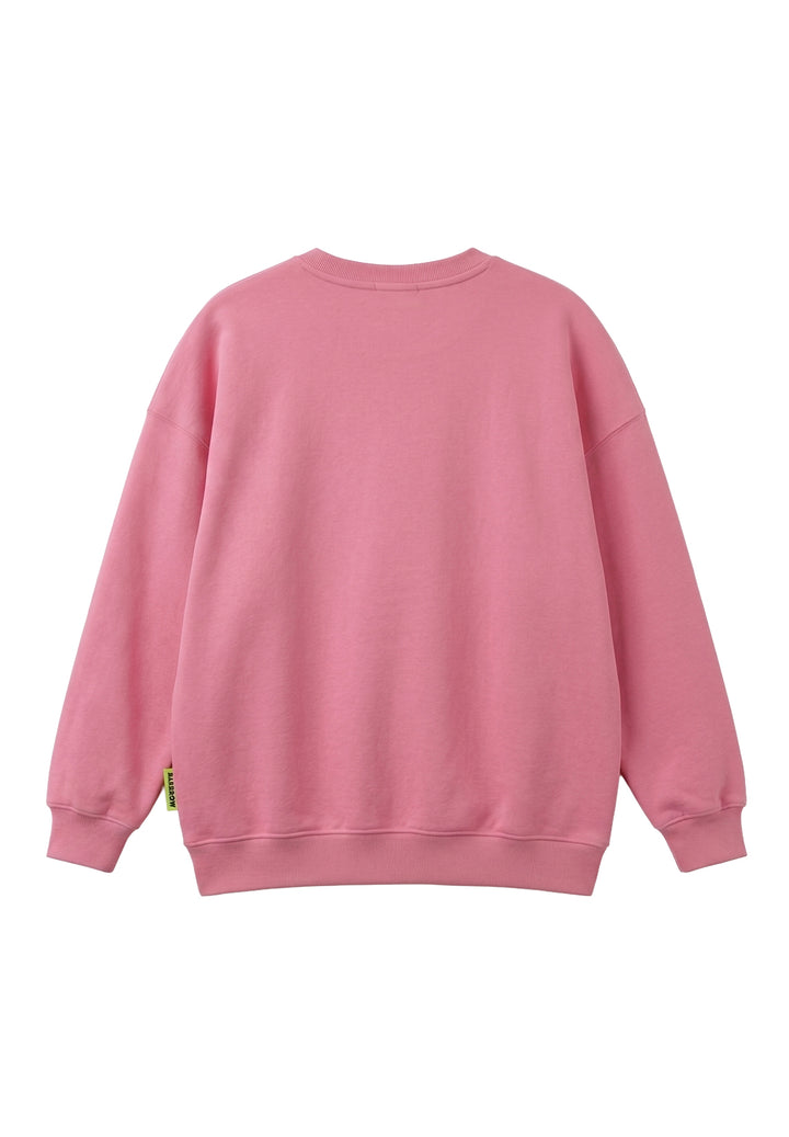 Felpa girocollo rosa per bambina