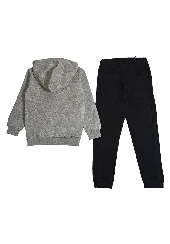 Completo felpa grigio-nero per bambino