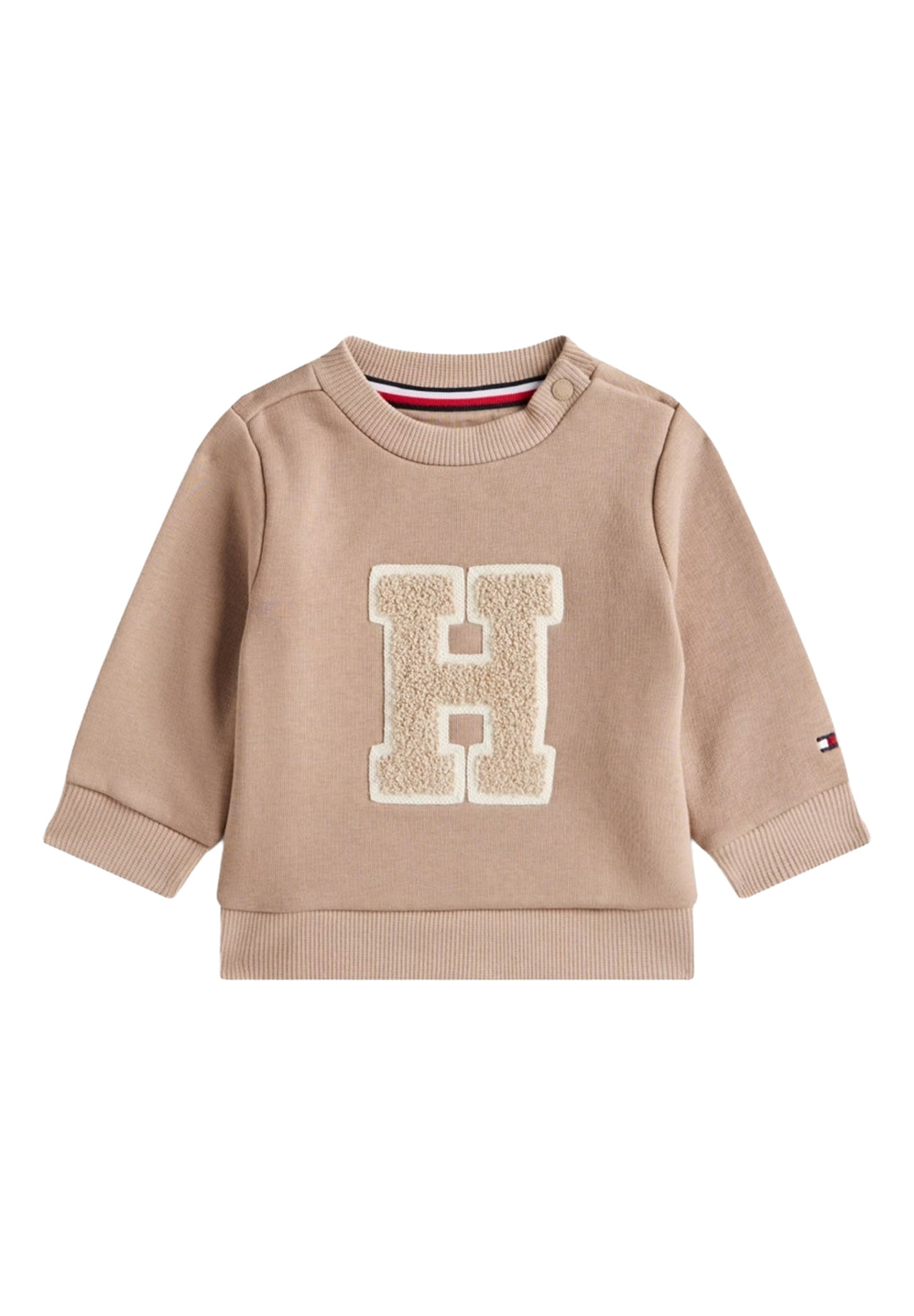 Felpa girocollo beige per neonato