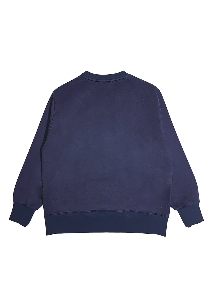 Felpa girocollo blu navy per bambina