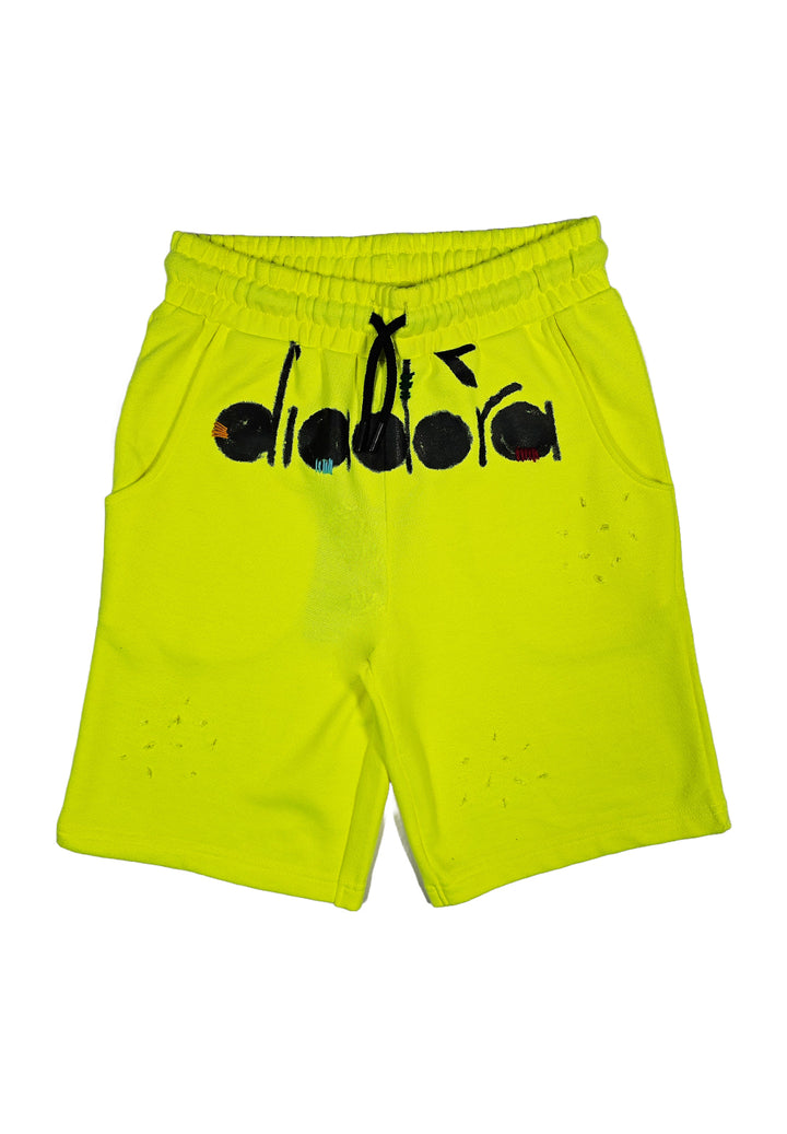 Fluoreszierende gelbe Sweatshirt-Bermudashorts für Jungen