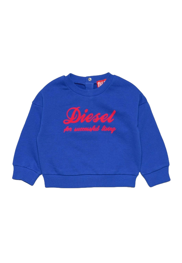 Blue crewneck sweatshirt for baby girls