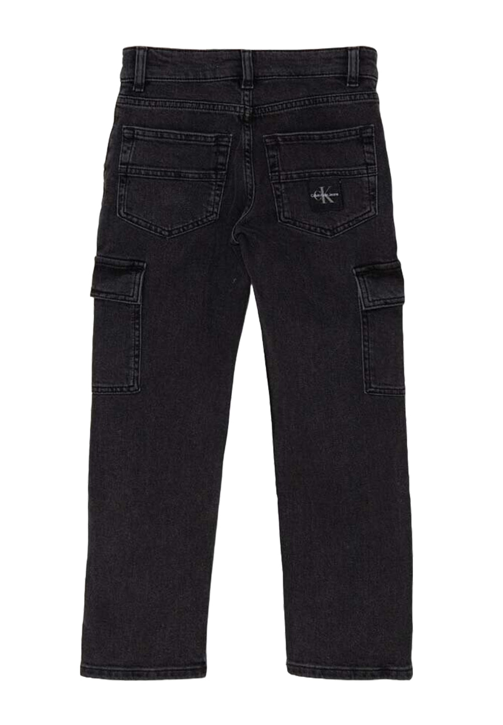 Jeans cargo nero denim per bambino