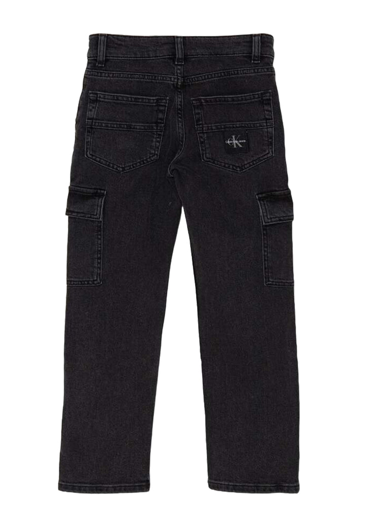 Jeans cargo nero denim per bambino