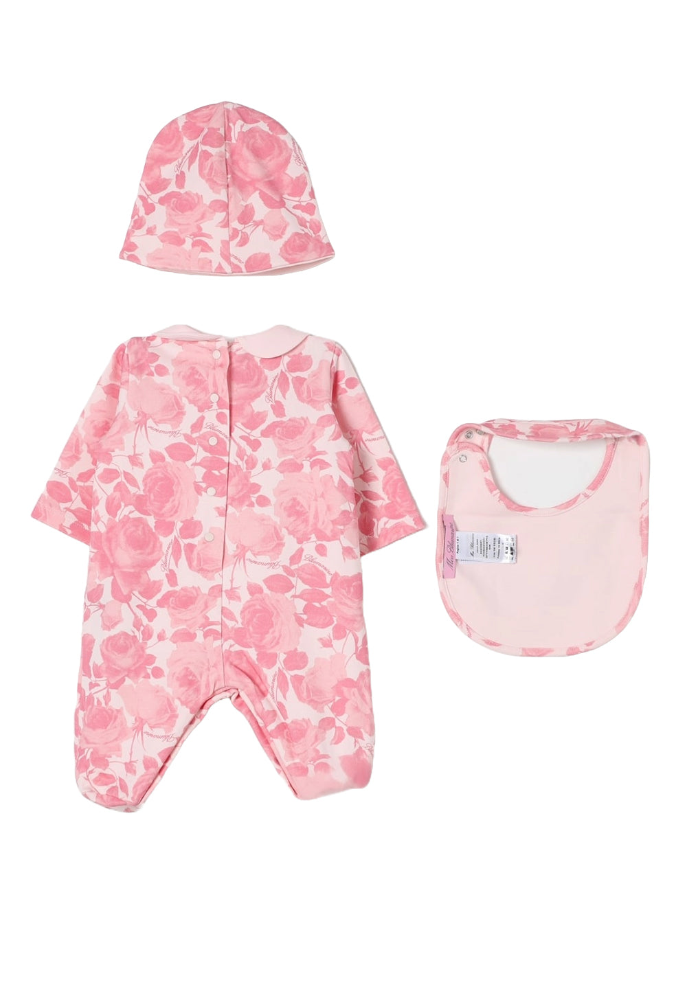Set tutina + cappello + bavetta rosa per neonata
