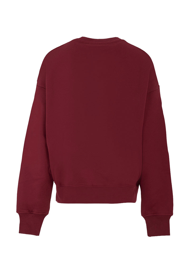 Felpa girocollo bordeaux per bambina