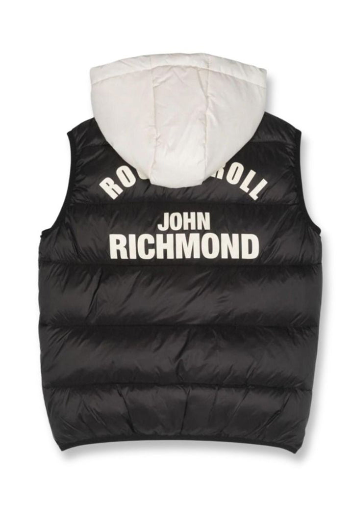 Black-white hooded vest for boys