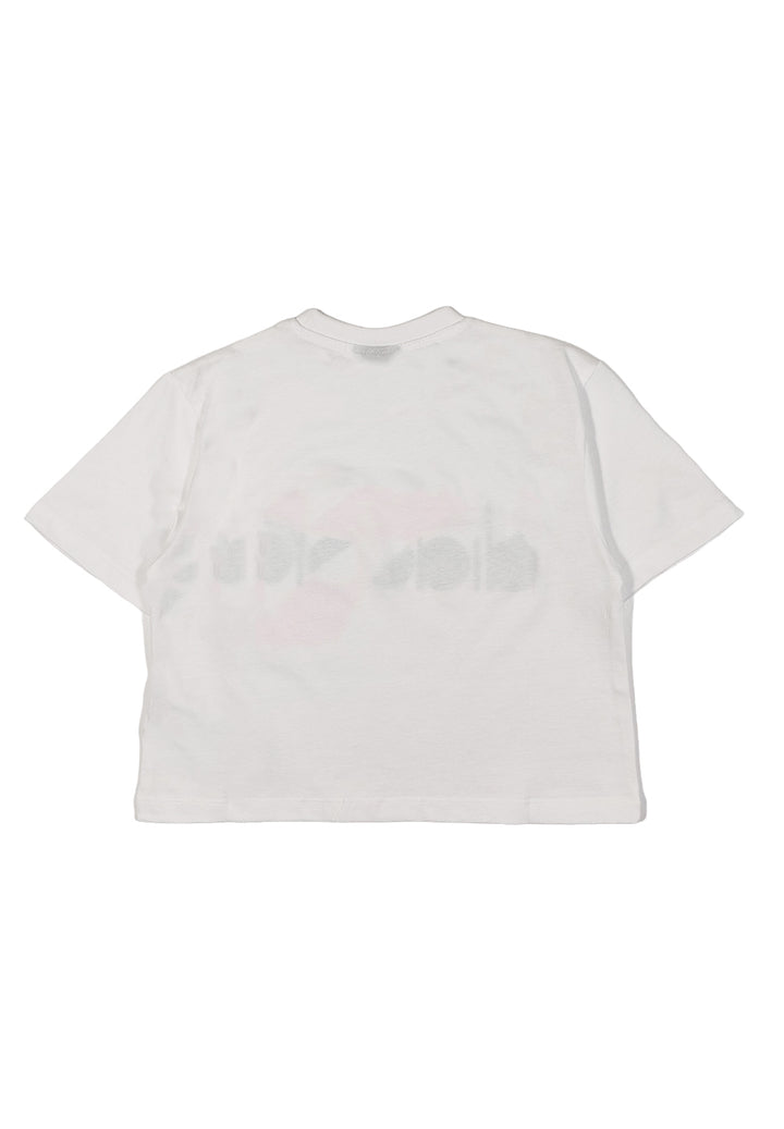 T-shirt cropped bianca per bambina