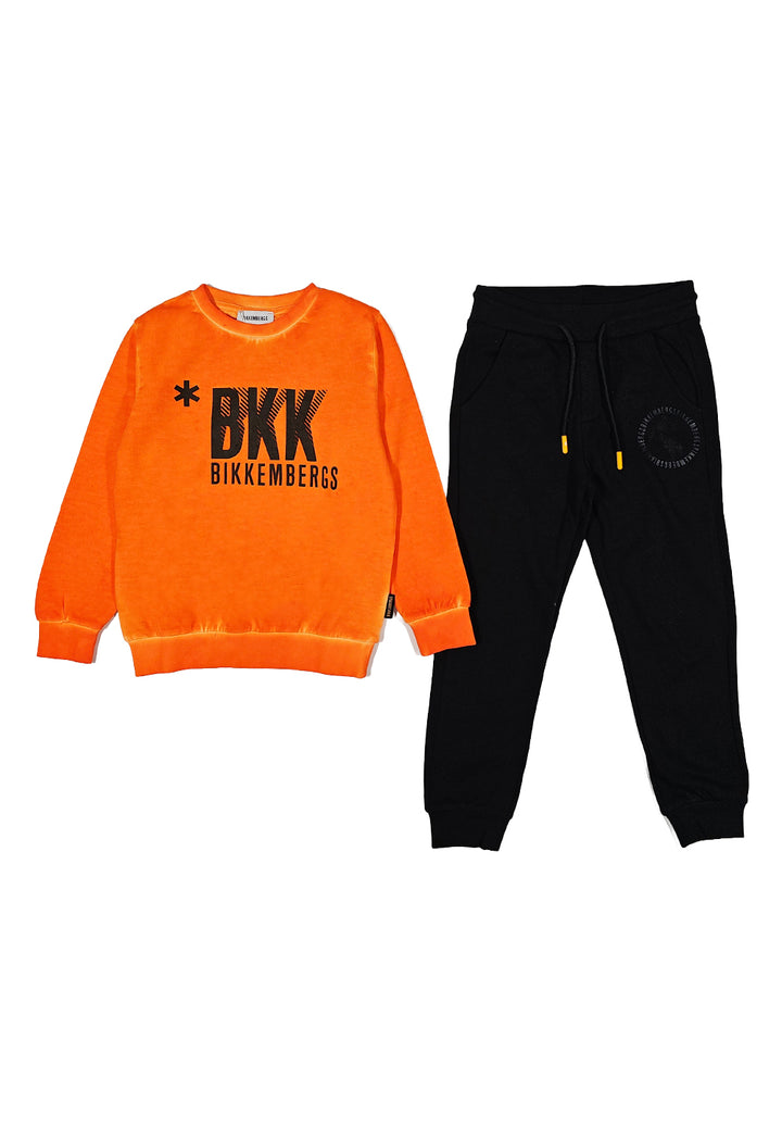 Orange-black sweatshirt set for kids