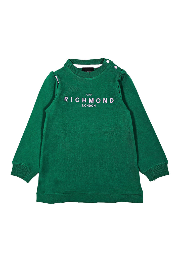 Green sweatshirt dress for baby girls