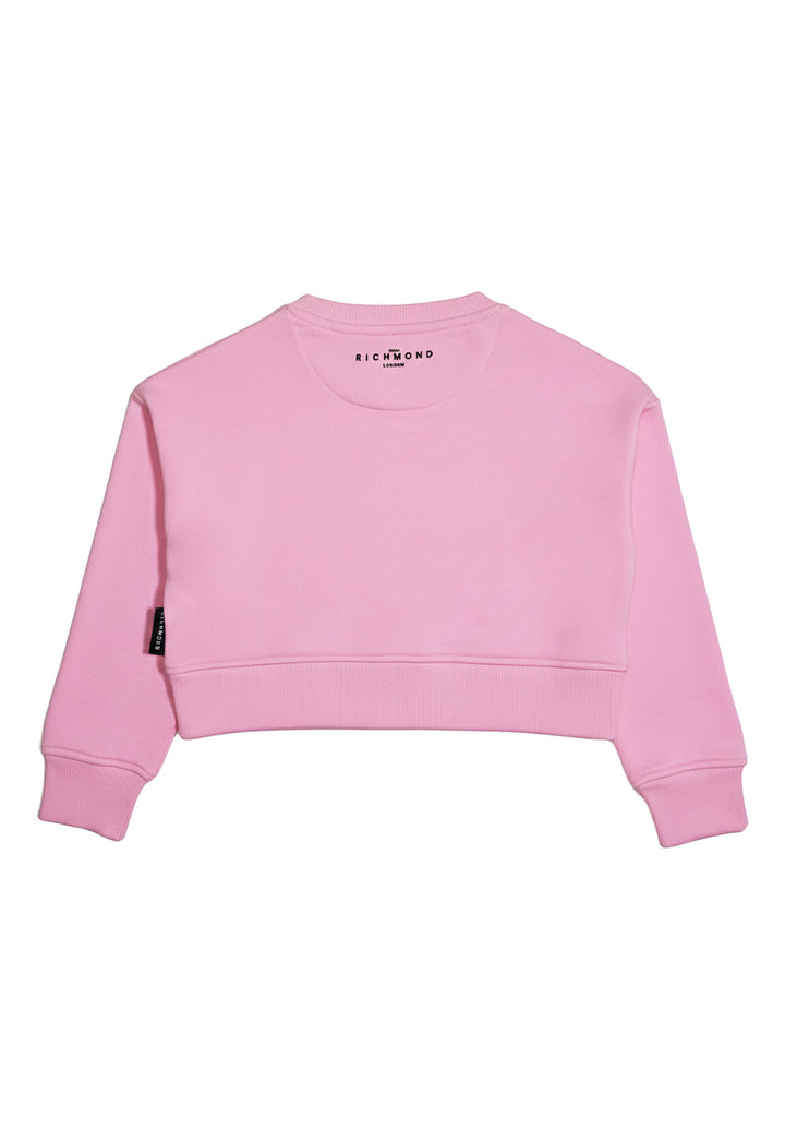 Felpa girocollo rosa per bambina