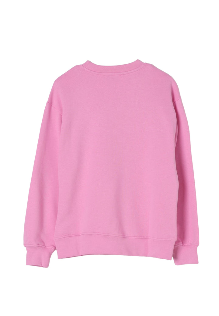Felpa girocollo rosa per bambina