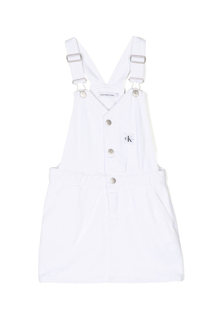 White denim overalls for girls