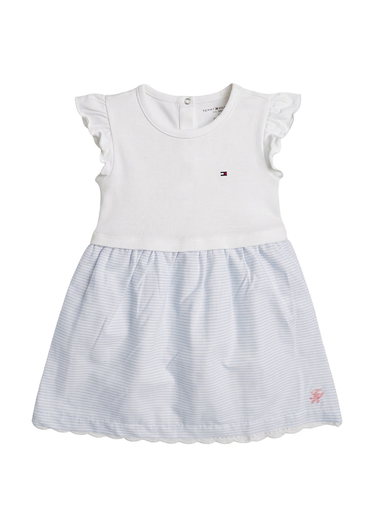 Vestito bianco-celeste per neonata