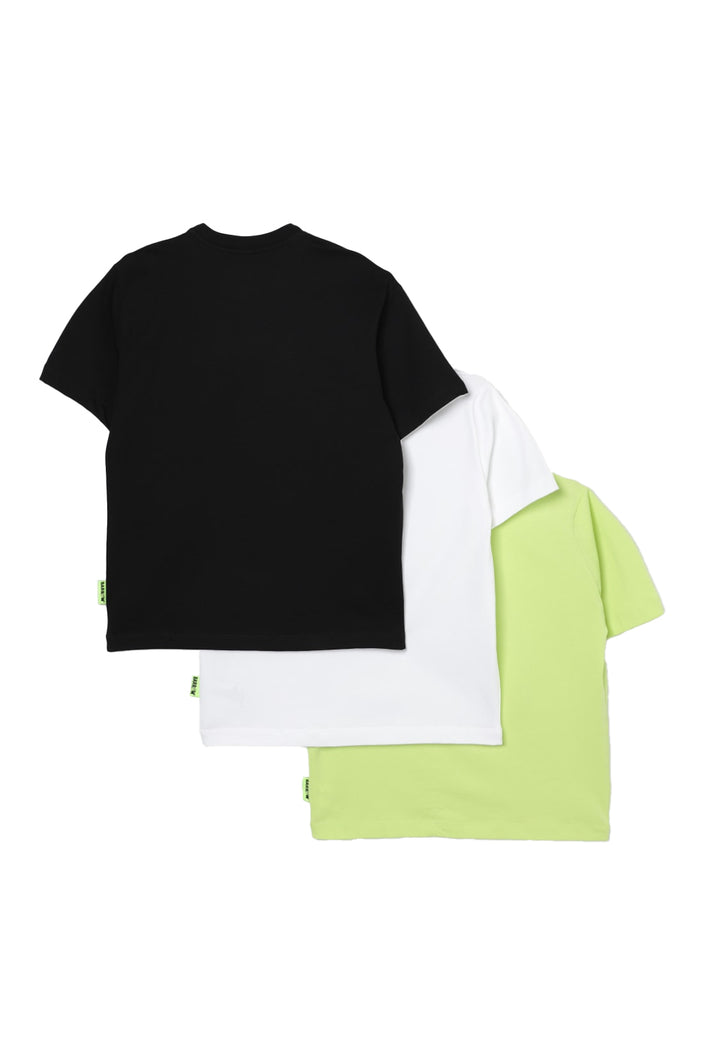 Set mit 3 hellgrünen, weißen und schwarzen T-Shirts für Kinder