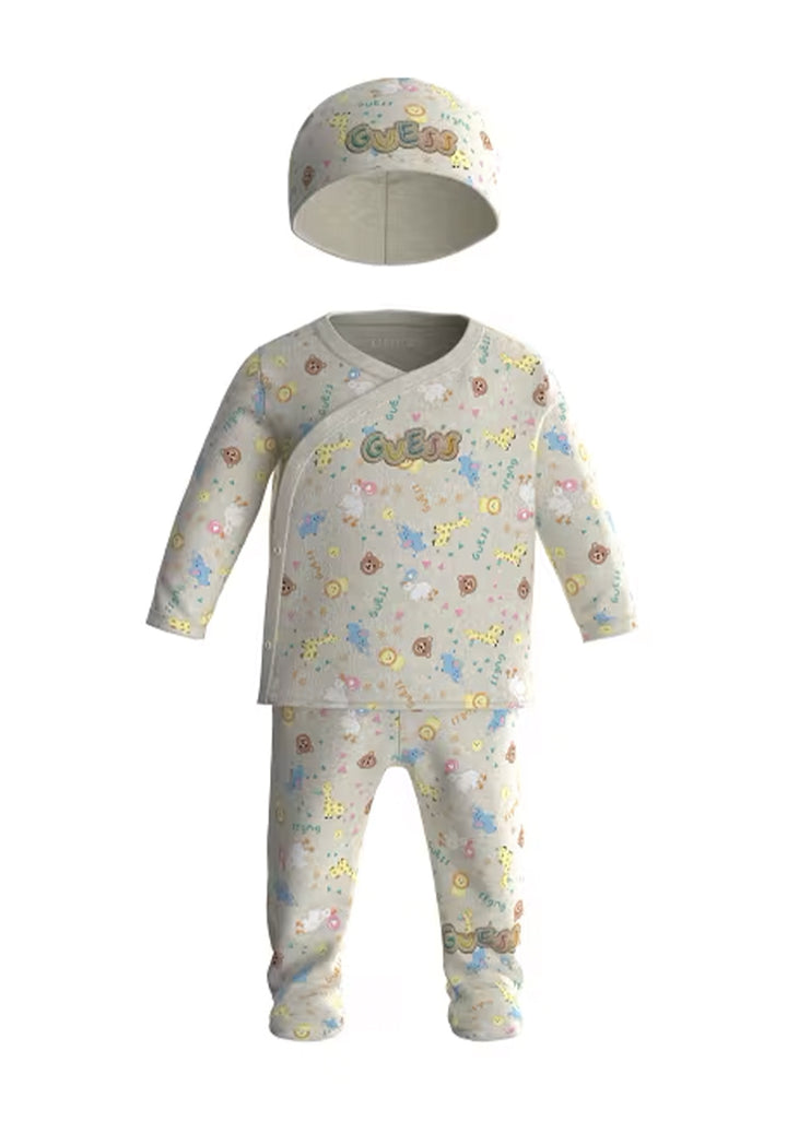 Set tutina 3 pezzi beige per neonata