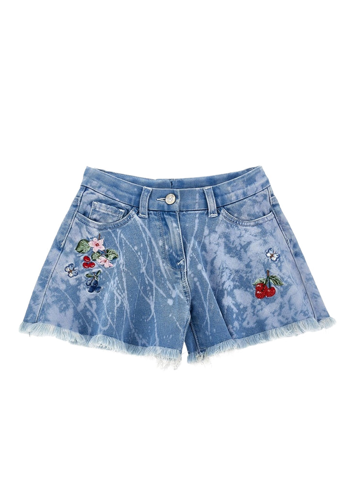 Short denim blu per bambina