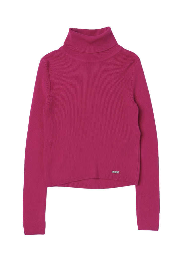 Fuchsia turtleneck sweater for girls