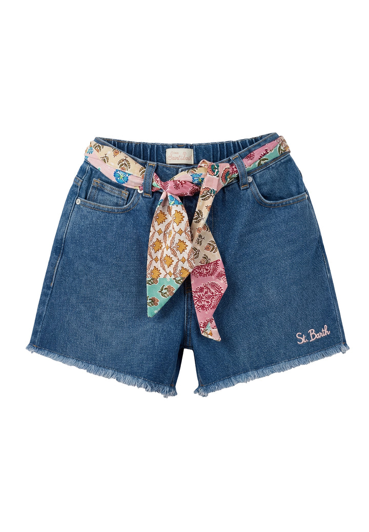 Short denim blu per bambina