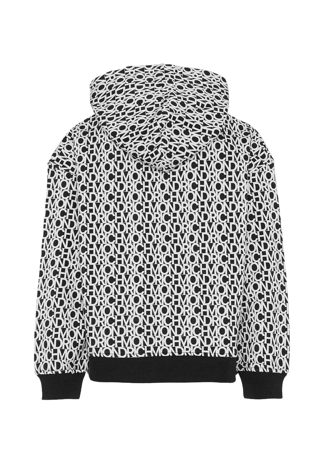 Felpa zip bianco-nera per bambino