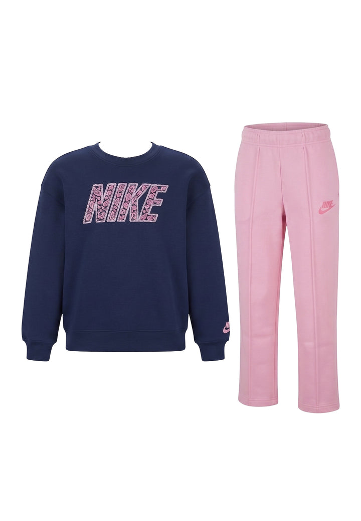 Completo felpa blu-rosa per bambina