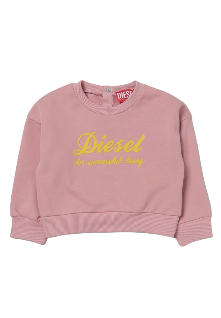 Pink crewneck sweatshirt for baby girls