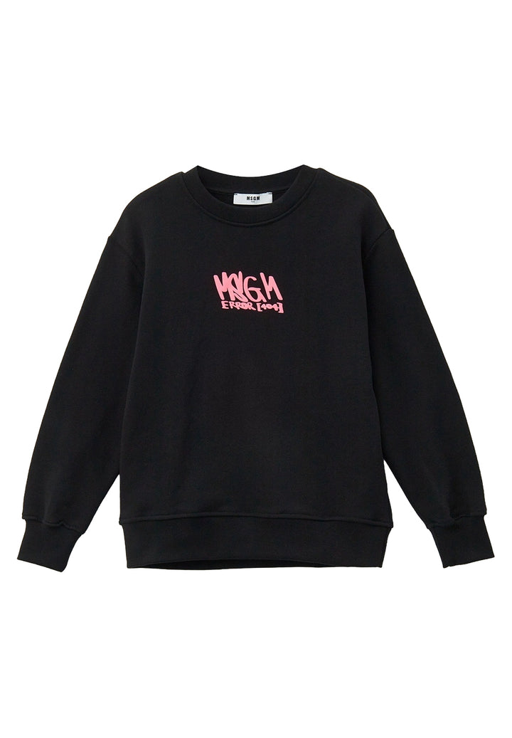 Felpa girocollo nera per bambina