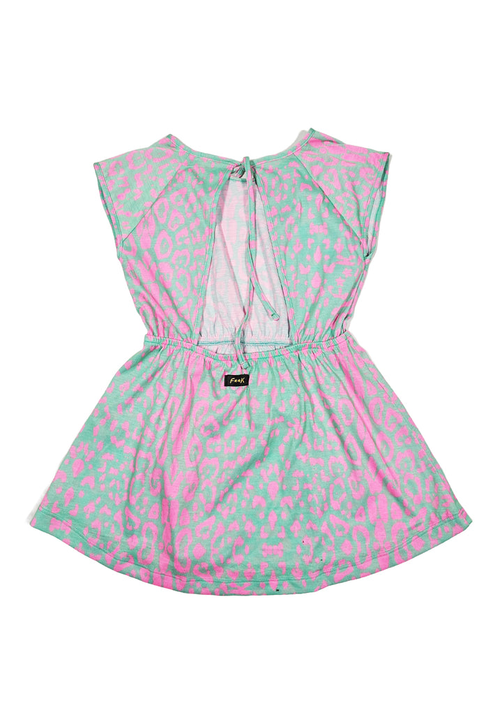 Vestito verde-fuxia per bambina
