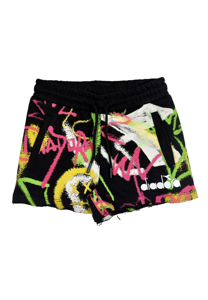 Short felpa nero per bambina