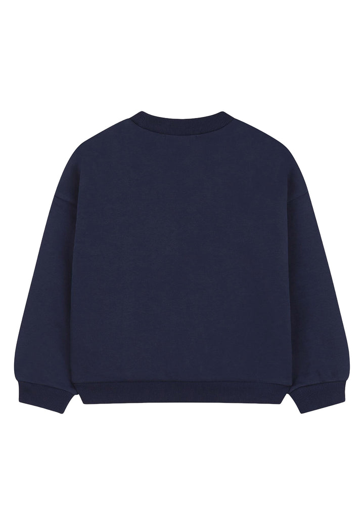Felpa girocollo blu per bambina