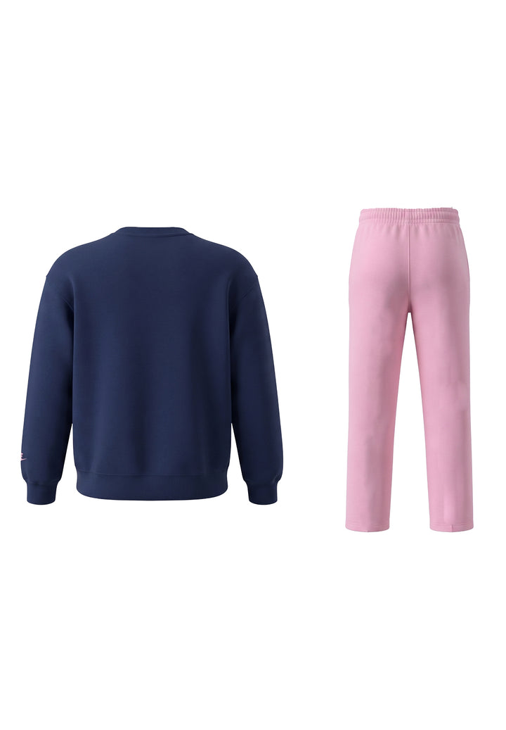 Completo felpa blu-rosa per bambina