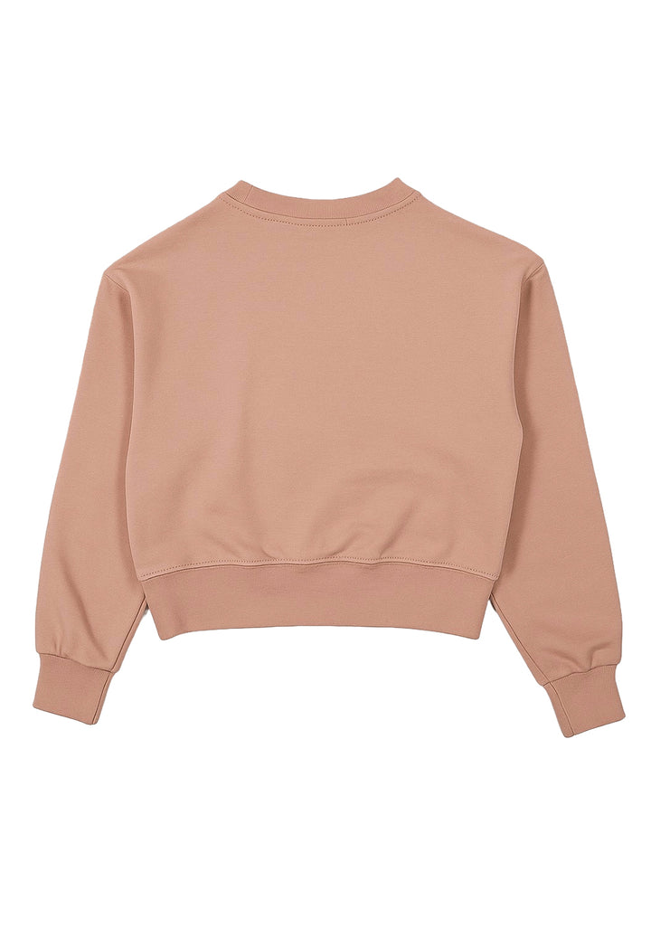 Felpa girocollo rosa per bambina