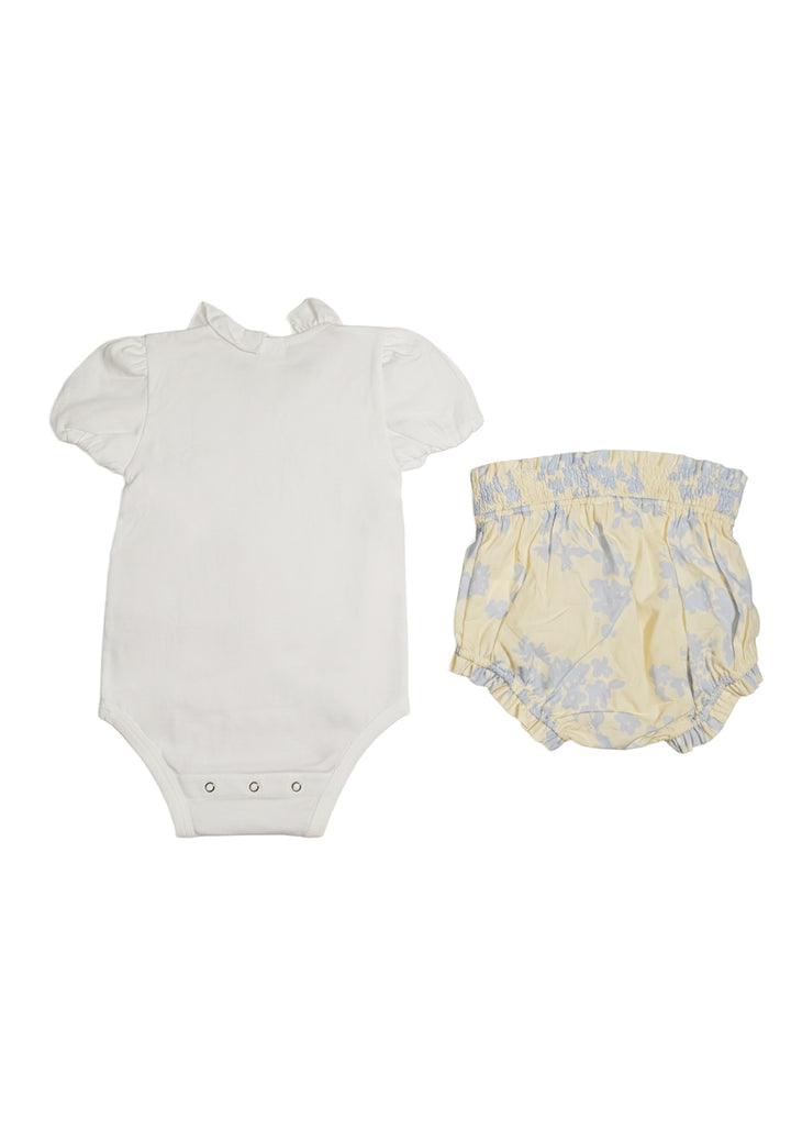 Completo bianco-giallo per neonata