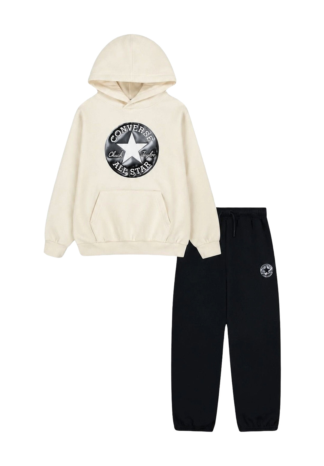 Completo felpa crema-nero per bambino